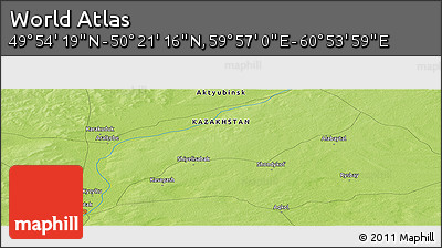 Physical Panoramic Map of the Area around 50° 7' 47" N, 60° 25' 29" E
