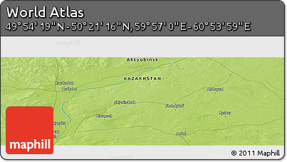 Physical Panoramic Map of the Area around 50° 7' 47" N, 60° 25' 29" E