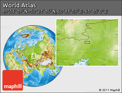 Physical Location Map of the Area around 50° 7' 47" N, 61° 16' 29" E