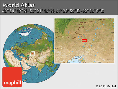 Satellite Location Map of the Area around 50° 7' 47" N, 62° 7' 30" E