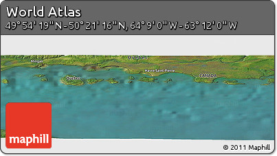 Satellite Panoramic Map of the Area around 50° 7' 47" N, 63° 40' 30" W