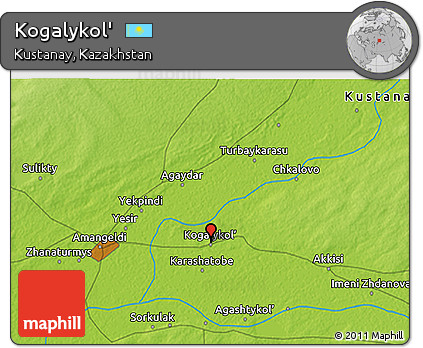Physical 3D Map of Kogalykol'