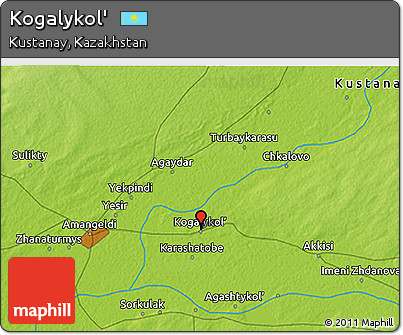 Physical 3D Map of Kogalykol'