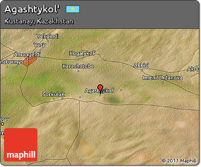 Satellite 3D Map of Agashtykol'