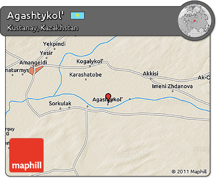 Shaded Relief 3D Map of Agashtykol'