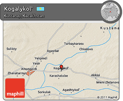 Shaded Relief 3D Map of Kogalykol'