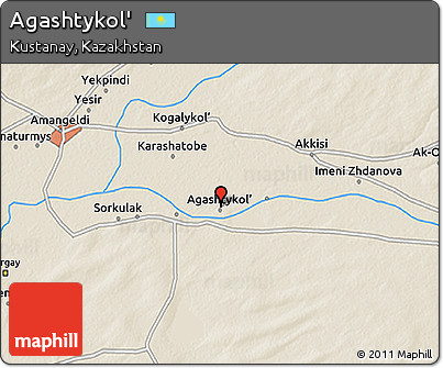 Shaded Relief 3D Map of Agashtykol'