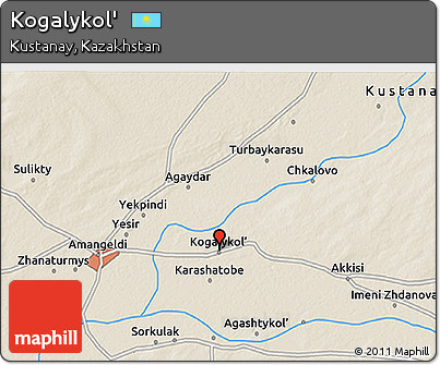 Shaded Relief 3D Map of Kogalykol'