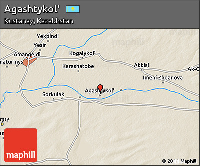 Shaded Relief 3D Map of Agashtykol'
