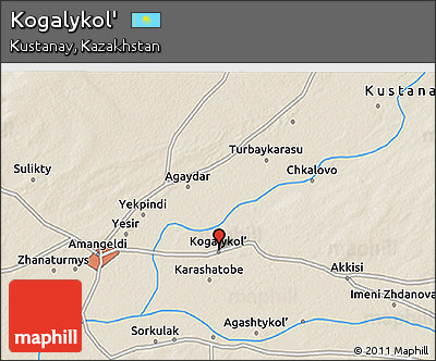 Shaded Relief 3D Map of Kogalykol'