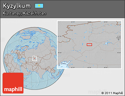 Gray Location Map of Kyzylkum, hill shading