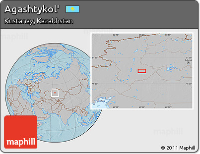 Gray Location Map of Agashtykol', hill shading