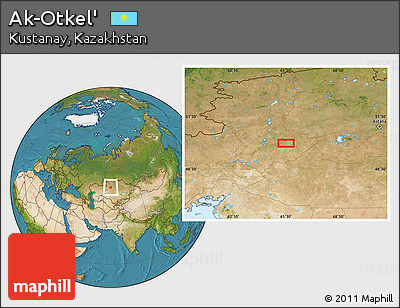 Satellite Location Map of Ak-Otkel'