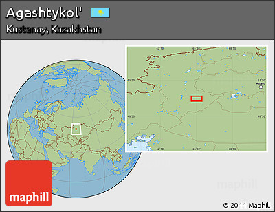 Savanna Style Location Map of Agashtykol'
