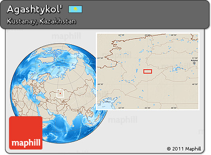 Shaded Relief Location Map of Agashtykol'