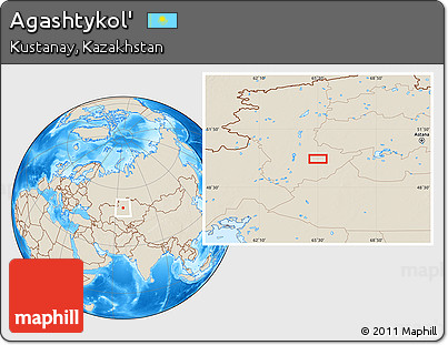 Shaded Relief Location Map of Agashtykol'