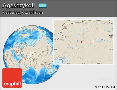 Shaded Relief Location Map of Agashtykol'