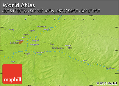 Physical Map of the Area around 50° 7' 47" N, 65° 31' 30" E