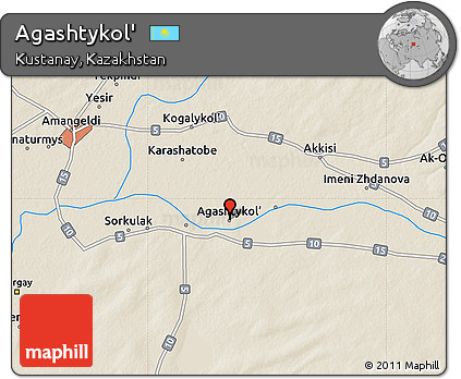 Shaded Relief Map of Agashtykol'