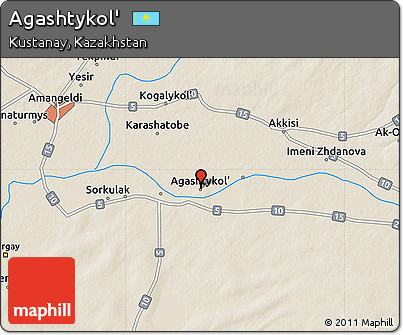 Shaded Relief Map of Agashtykol'