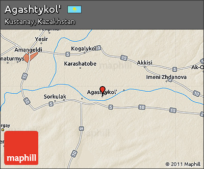 Shaded Relief Map of Agashtykol'