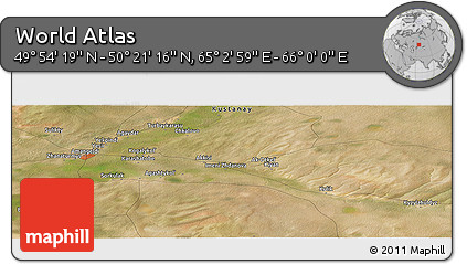 Satellite Panoramic Map of the Area around 50° 7' 47" N, 65° 31' 30" E