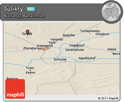 Shaded Relief Panoramic Map of Sulikty