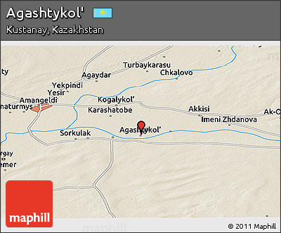 Shaded Relief Panoramic Map of Agashtykol'