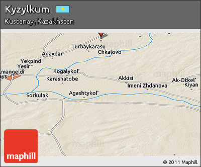 Shaded Relief Panoramic Map of Kyzylkum