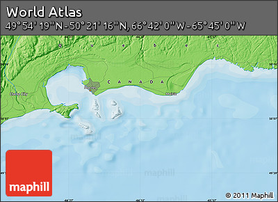 Political Map of the Area around 50° 7' 47" N, 66° 13' 29" W