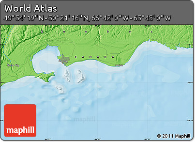 Political Map of the Area around 50° 7' 47" N, 66° 13' 29" W