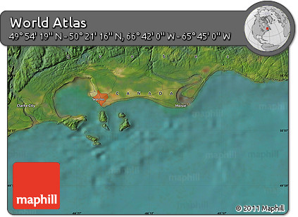 Satellite Map of the Area around 50° 7' 47" N, 66° 13' 29" W