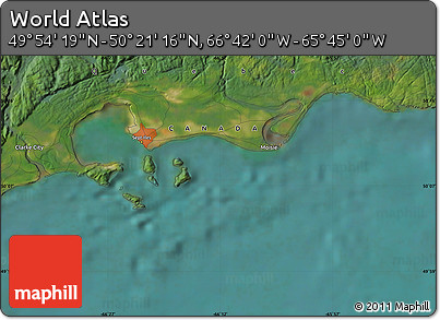 Satellite Map of the Area around 50° 7' 47" N, 66° 13' 29" W