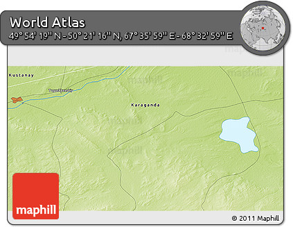 Physical 3D Map of the Area around 50° 7' 47" N, 68° 4' 29" E