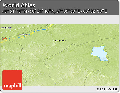 Physical 3D Map of the Area around 50° 7' 47" N, 68° 4' 29" E