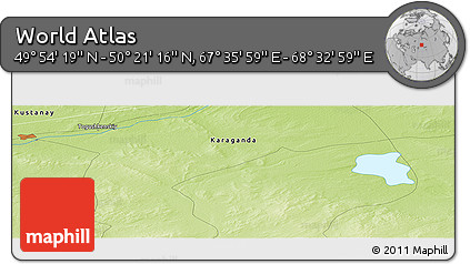 Physical Panoramic Map of the Area around 50° 7' 47" N, 68° 4' 29" E