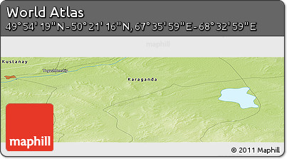 Physical Panoramic Map of the Area around 50° 7' 47" N, 68° 4' 29" E