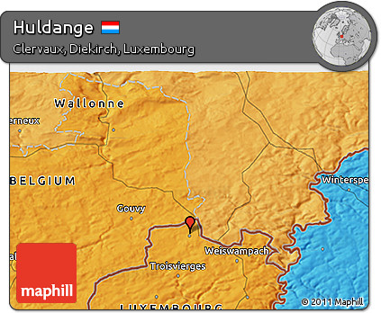 Political 3D Map of Huldange