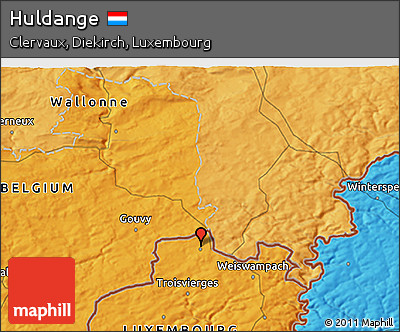 Political 3D Map of Huldange