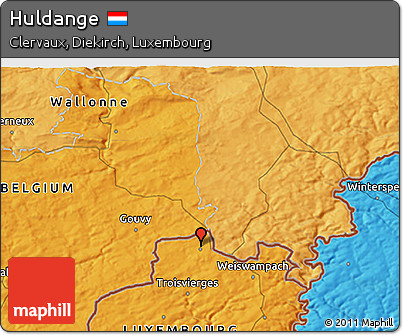 Political 3D Map of Huldange