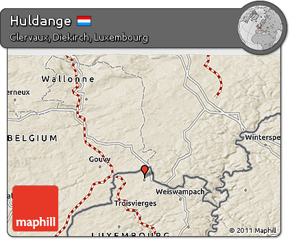 Shaded Relief 3D Map of Huldange