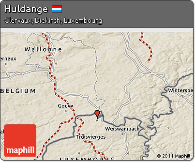 Shaded Relief 3D Map of Huldange