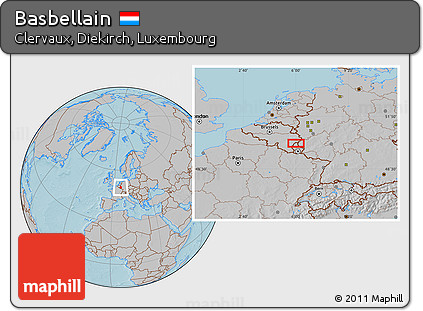 Gray Location Map of Basbellain, hill shading