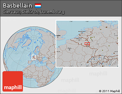 Gray Location Map of Basbellain, hill shading