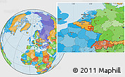 Political Location Map of the area around 50° 7' 47" N, 6° 1' 30" E