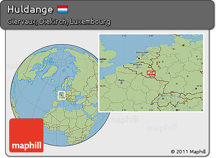 Savanna Style Location Map of Huldange