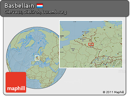 Savanna Style Location Map of Basbellain, hill shading
