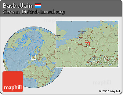 Savanna Style Location Map of Basbellain, hill shading