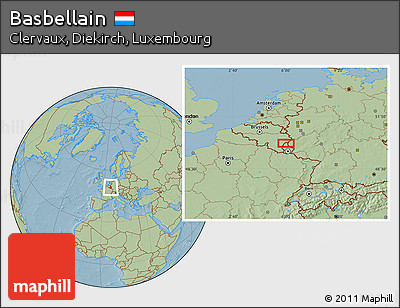 Savanna Style Location Map of Basbellain, hill shading