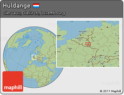 Savanna Style Location Map of Huldange